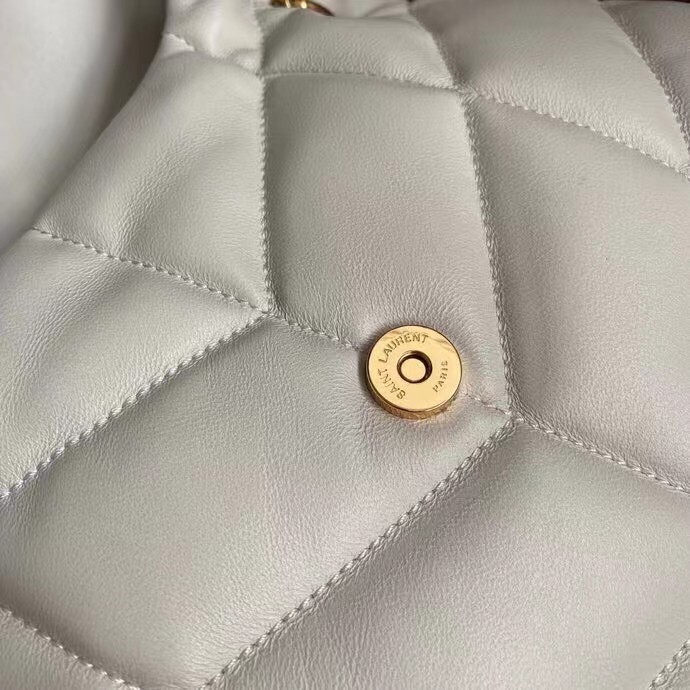 Sa**t Lau*nt small loulou puffer bag in white lambskin