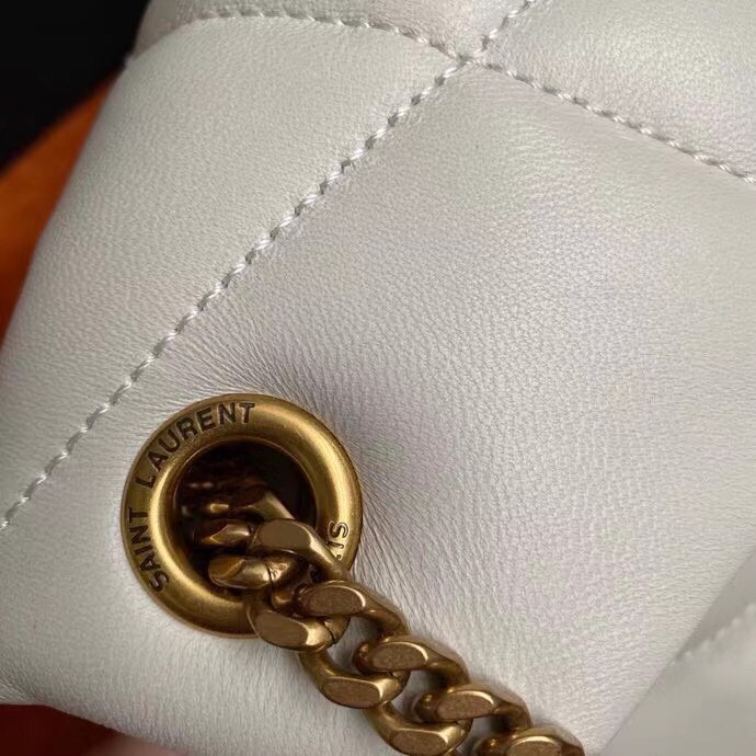 Sa**t Lau*nt small loulou puffer bag in white lambskin