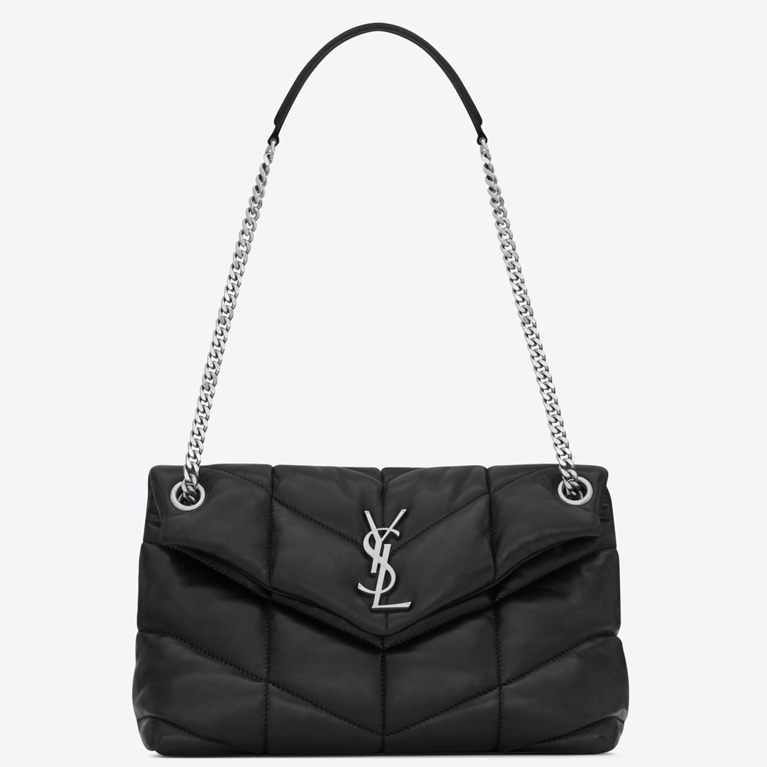 Sa**t Lau*nt loulou puffer small bag in black lambskin