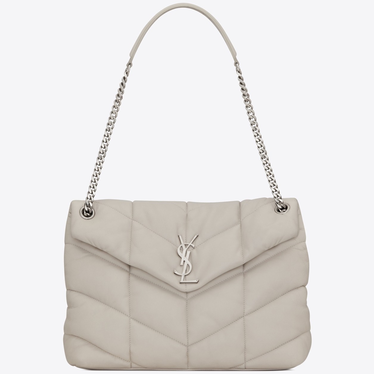 Sa**t Lau*nt loulou puffer small bag in white lambskin