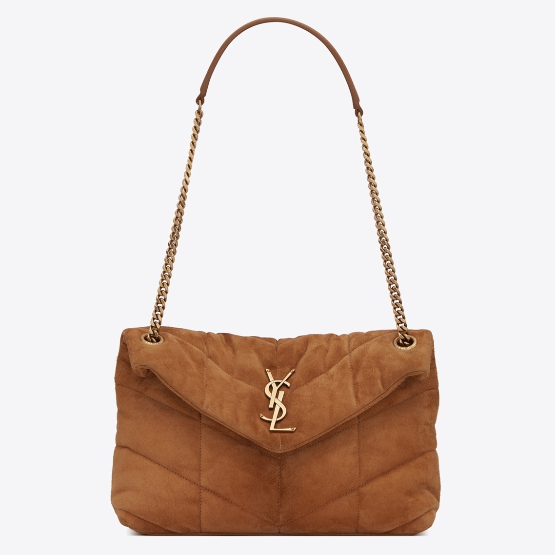 Sa**t Lau*nt loulou puffer small bag in brown suede leather
