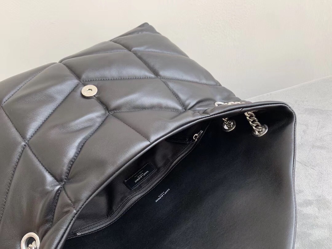Sa**t Lau*nt loulou puffer medium bag in black lambskin