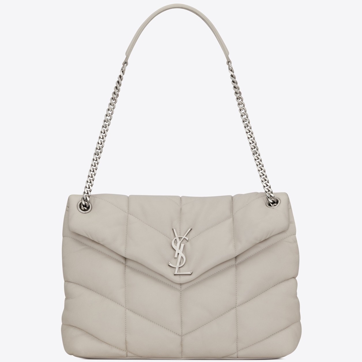 Sa**t Lau*nt loulou puffer medium bag in white lambskin