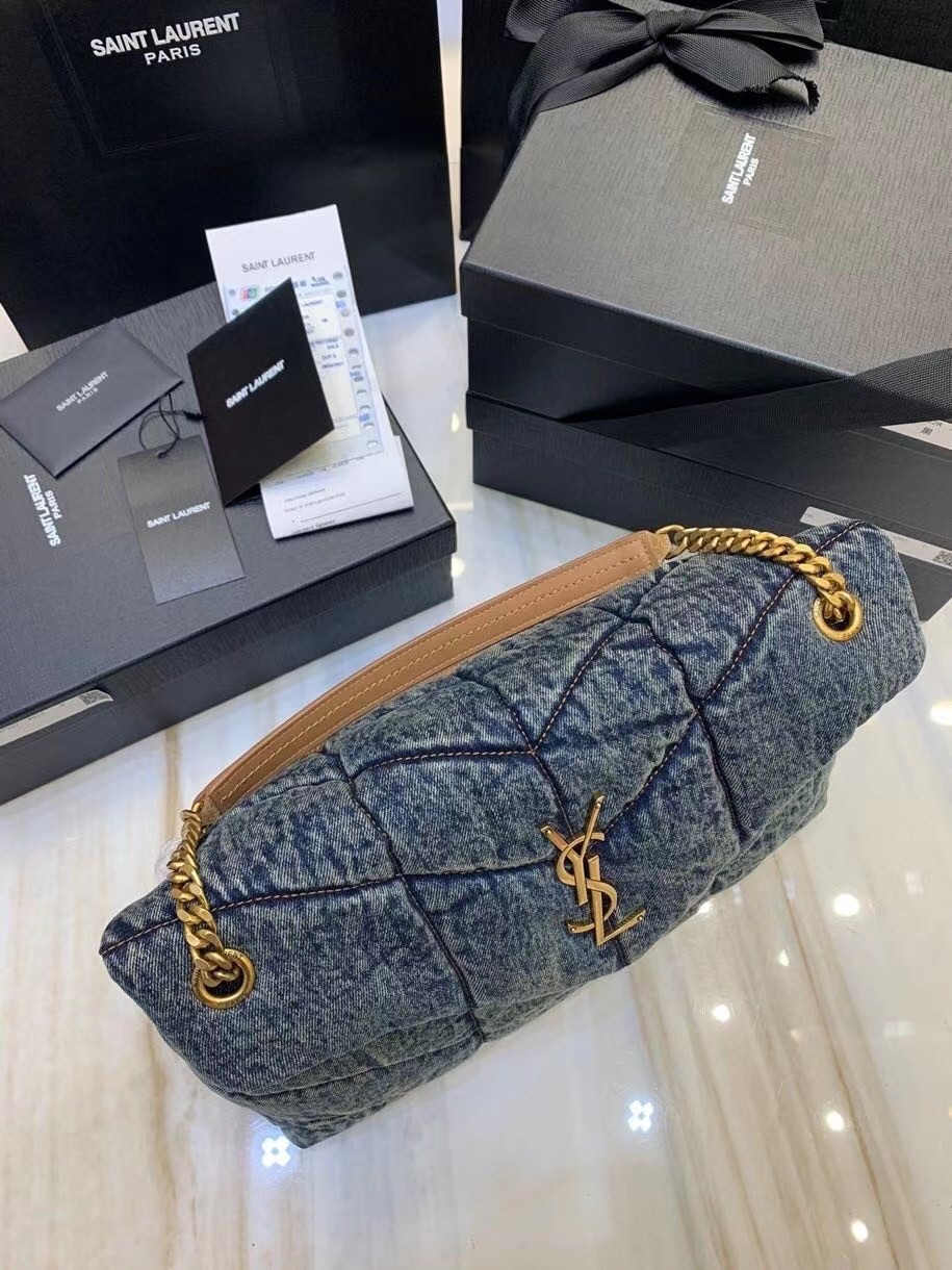 Sa**t Lau*nt loulou puffer medium bag in vintage denim