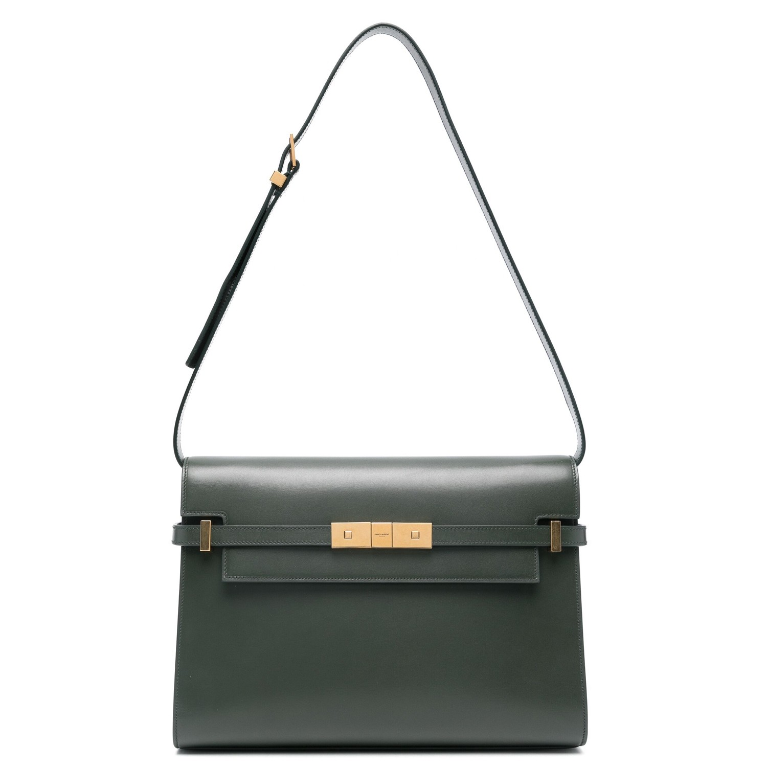 Sa**t Lau*nt manhattan small shoulder bag in green calfskin