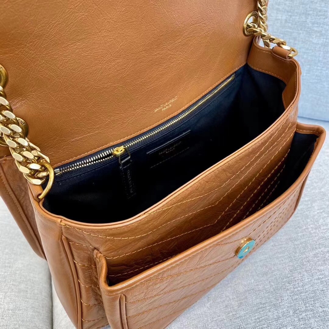 Sa**t Lau*nt medium niki bag in brown calfskin