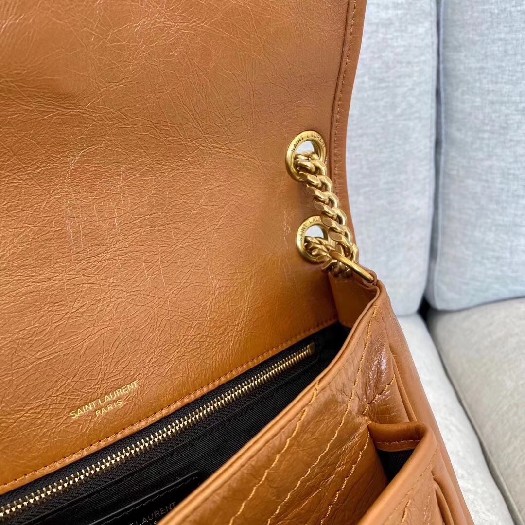 Sa**t Lau*nt medium niki bag in brown calfskin