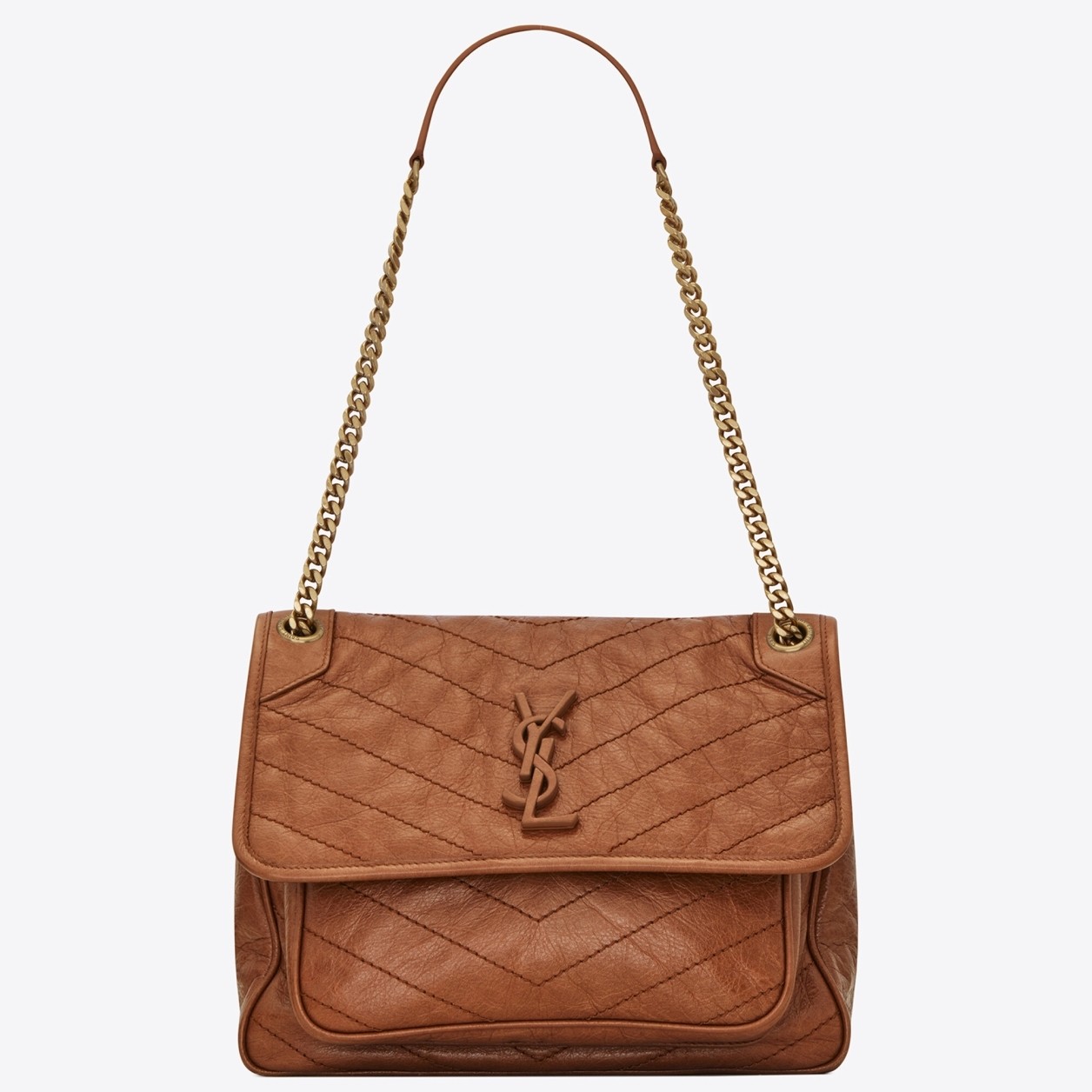 Sa**t Lau*nt medium niki bag in brown calfskin