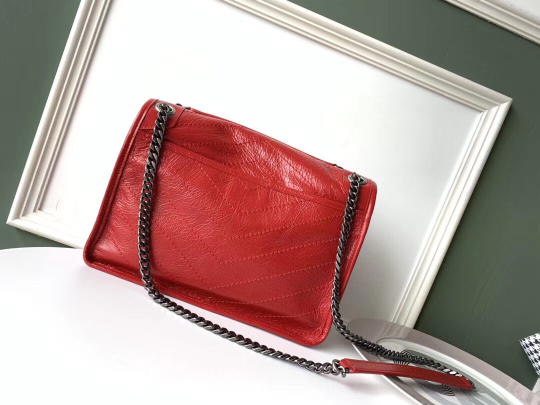 Sa**t Lau*nt medium niki bag in red crinkled leather