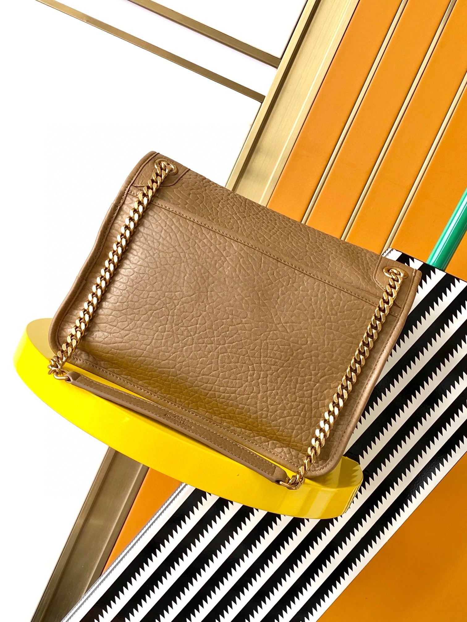 Sa**t Lau*nt niki medium chain bag in dark cork grained lambskin
