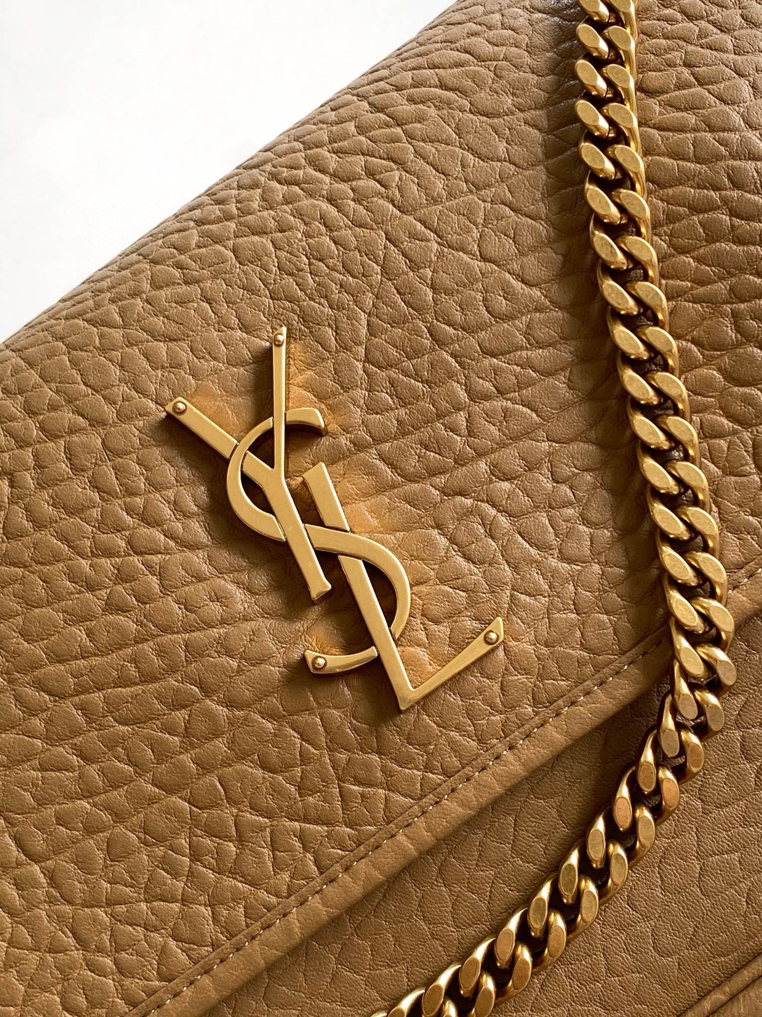 Sa**t Lau*nt niki medium chain bag in dark cork grained lambskin