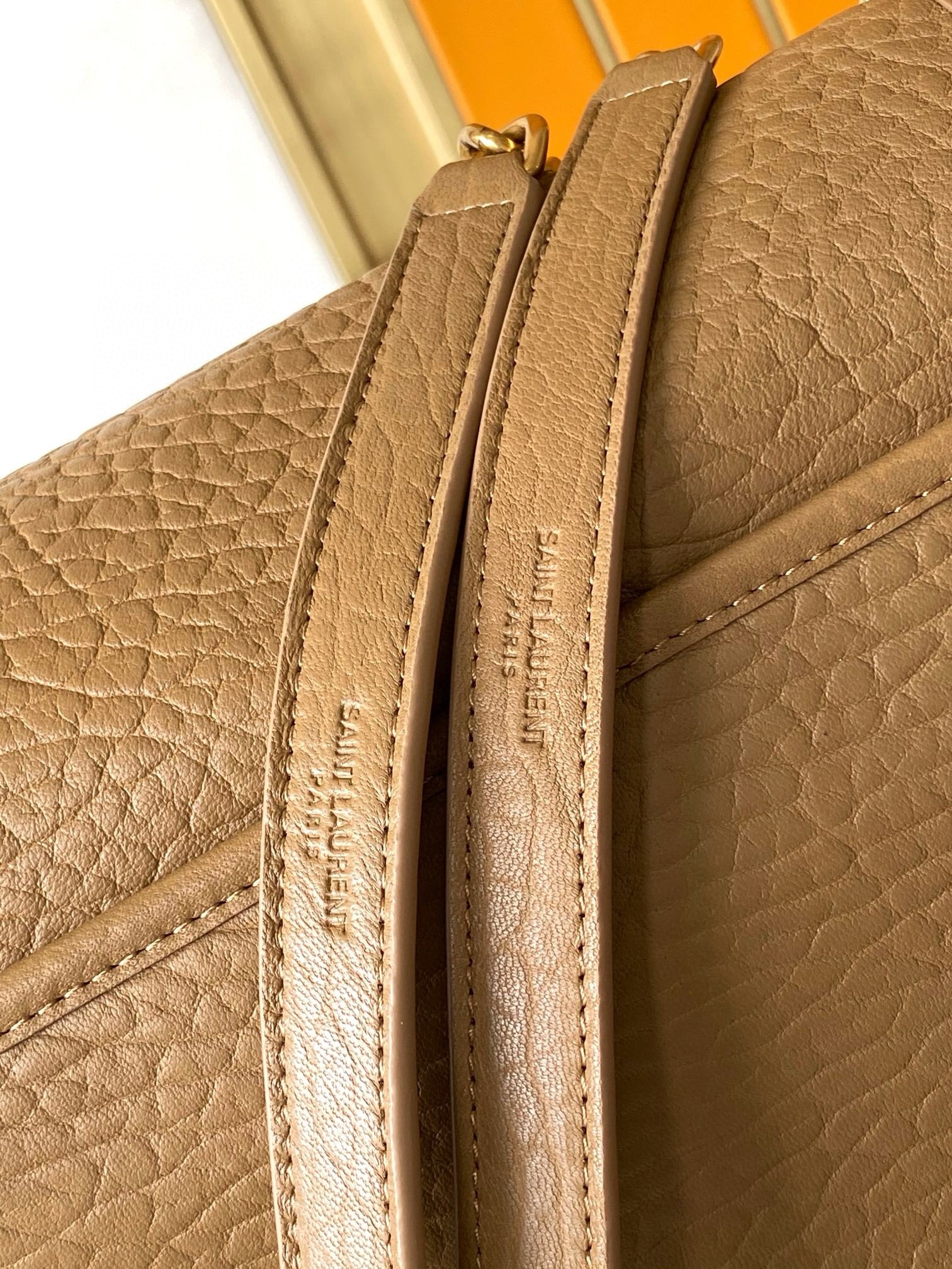 Sa**t Lau*nt niki medium chain bag in dark cork grained lambskin