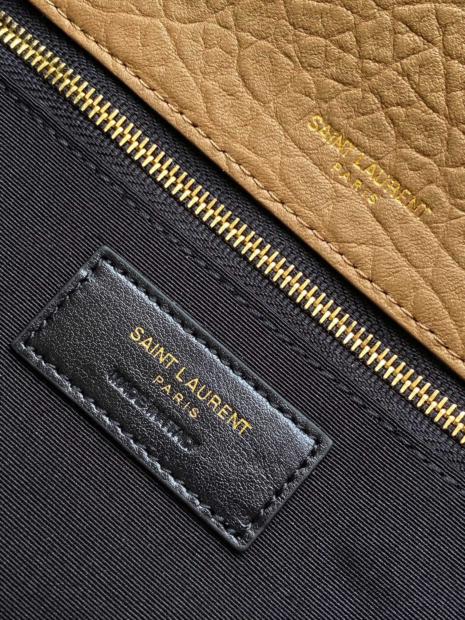 Sa**t Lau*nt niki medium chain bag in dark cork grained lambskin