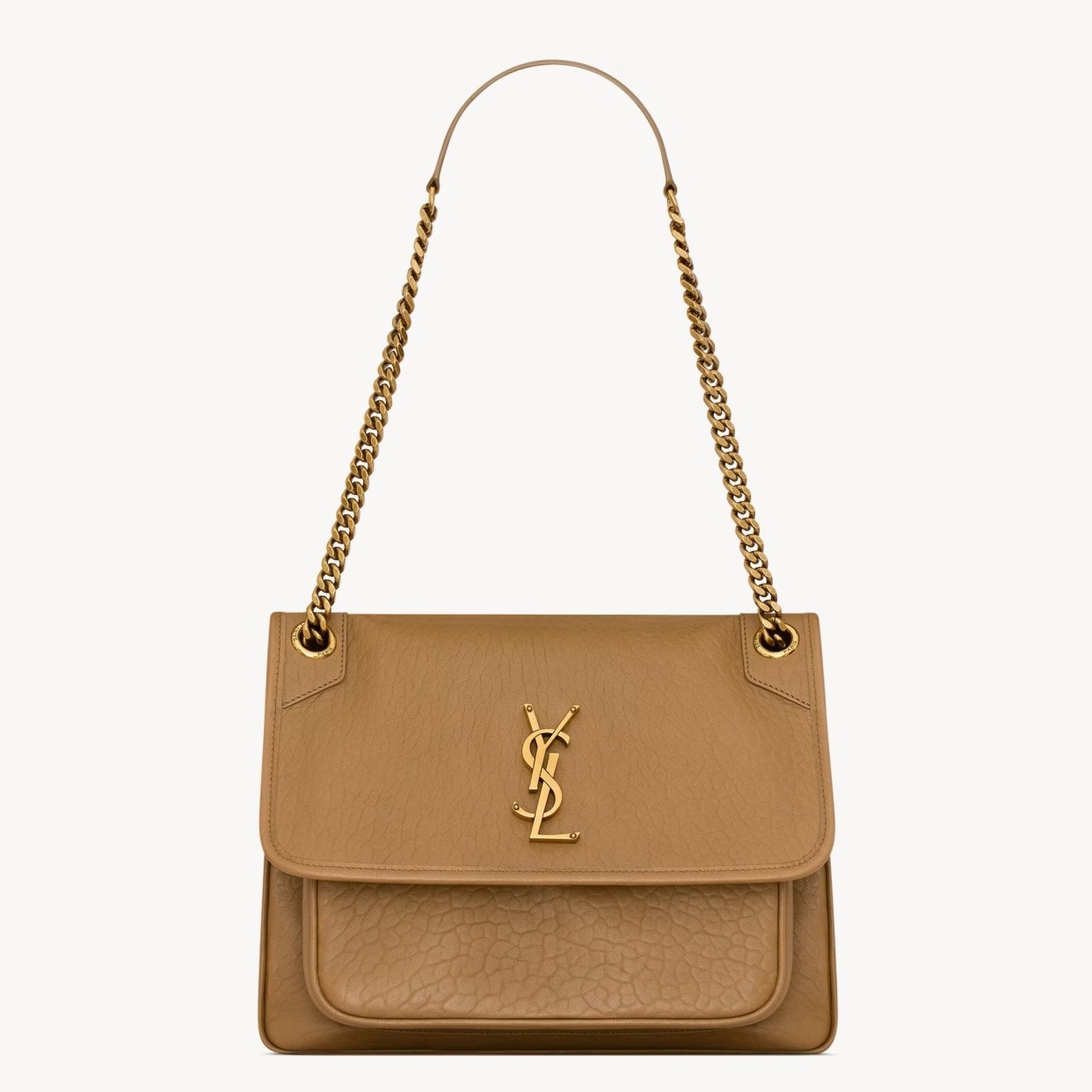 Sa**t Lau*nt niki medium chain bag in dark cork grained lambskin