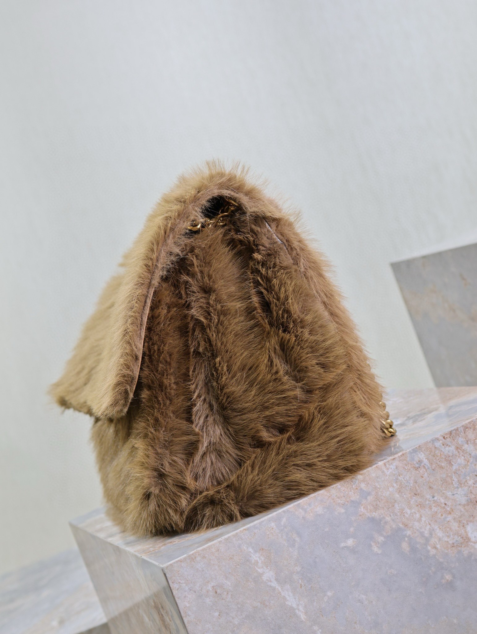 Sa**t Lau*nt niki oversized shoulder bag in brown shearling