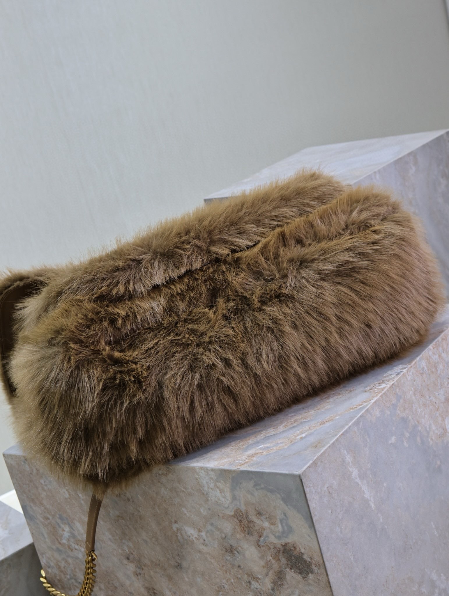 Sa**t Lau*nt niki oversized shoulder bag in brown shearling