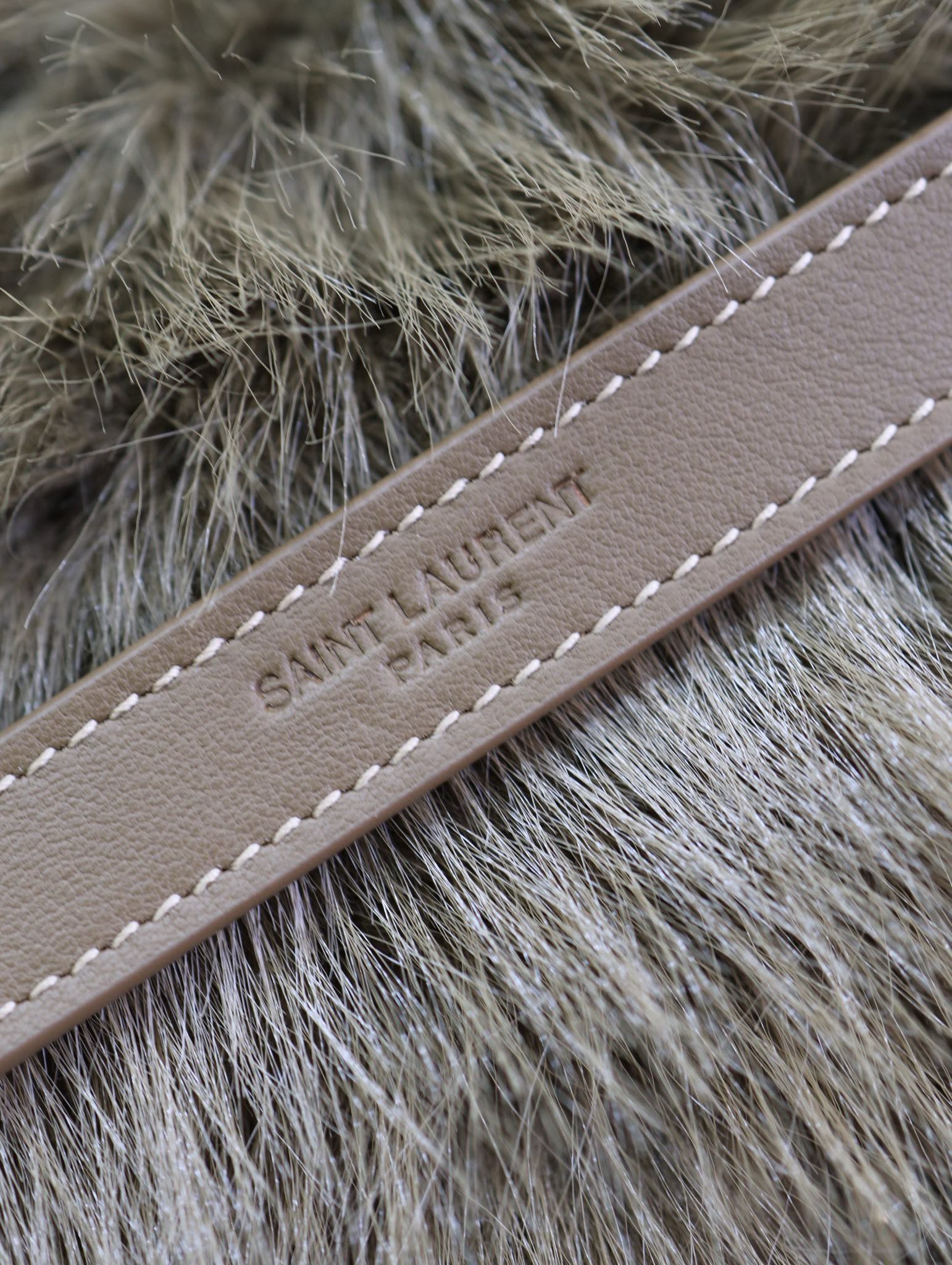 Sa**t Lau*nt niki oversized shoulder bag in brown shearling