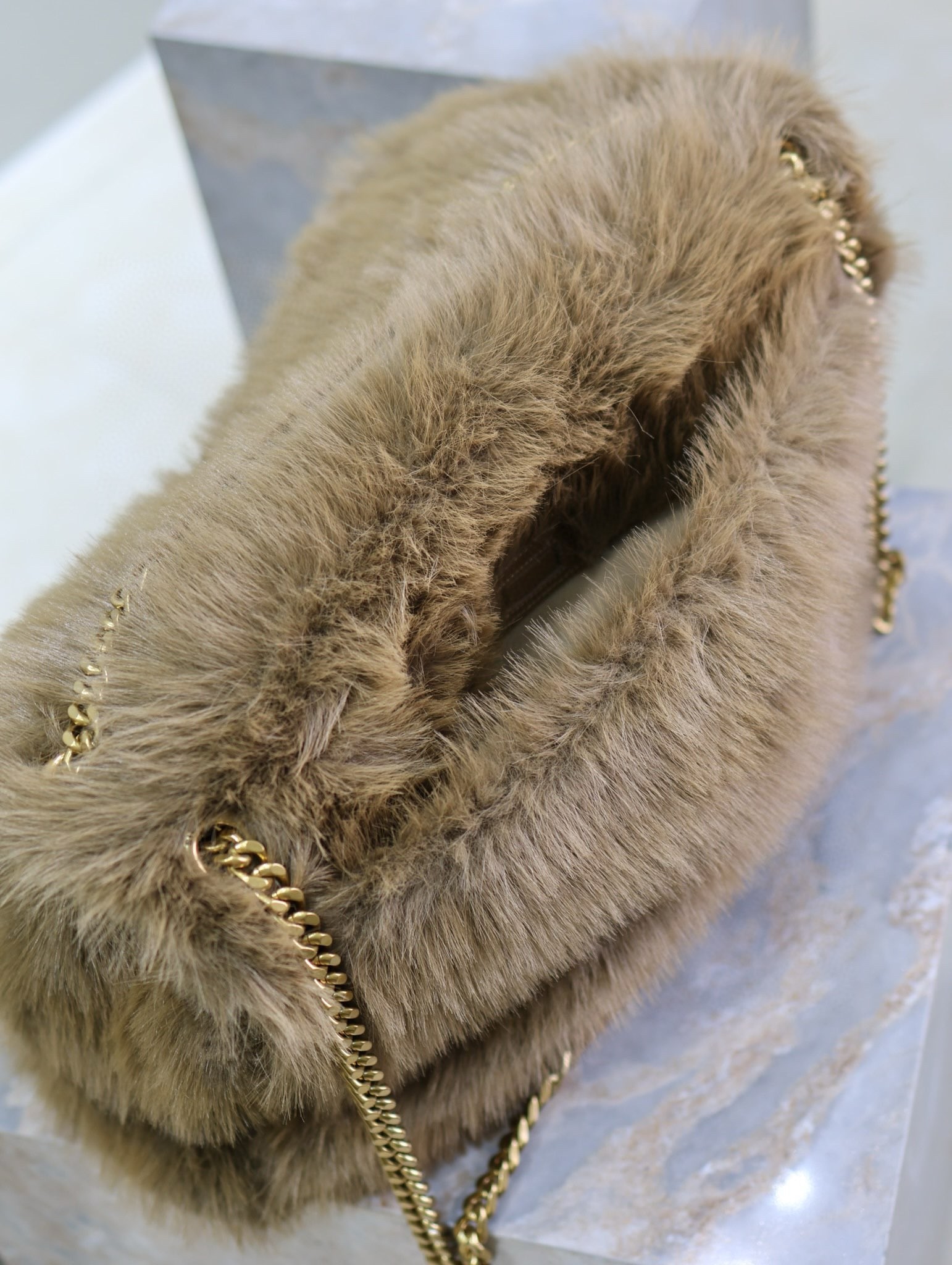 Sa**t Lau*nt niki oversized shoulder bag in brown shearling