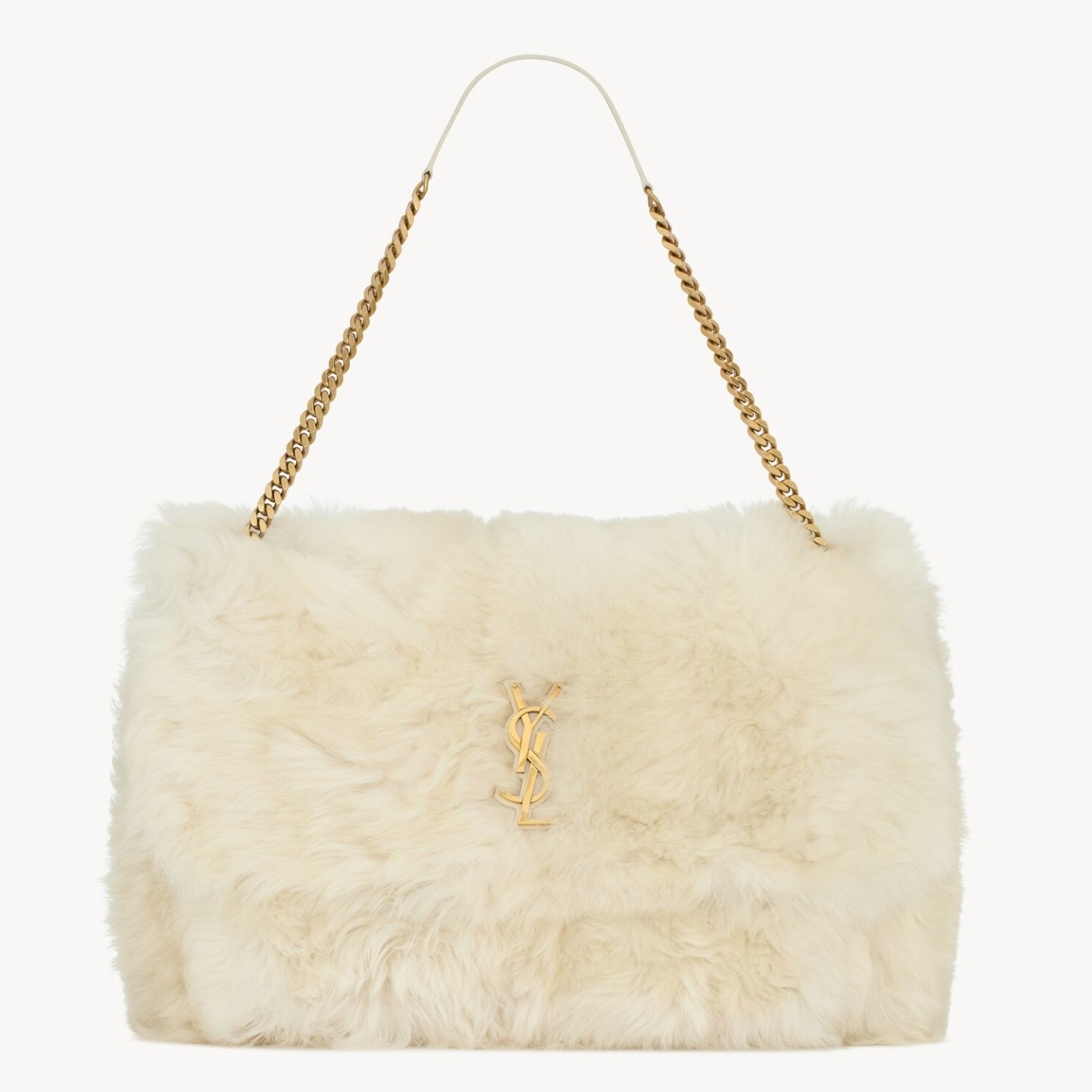Sa**t Lau*nt niki oversized shoulder bag in white shearling