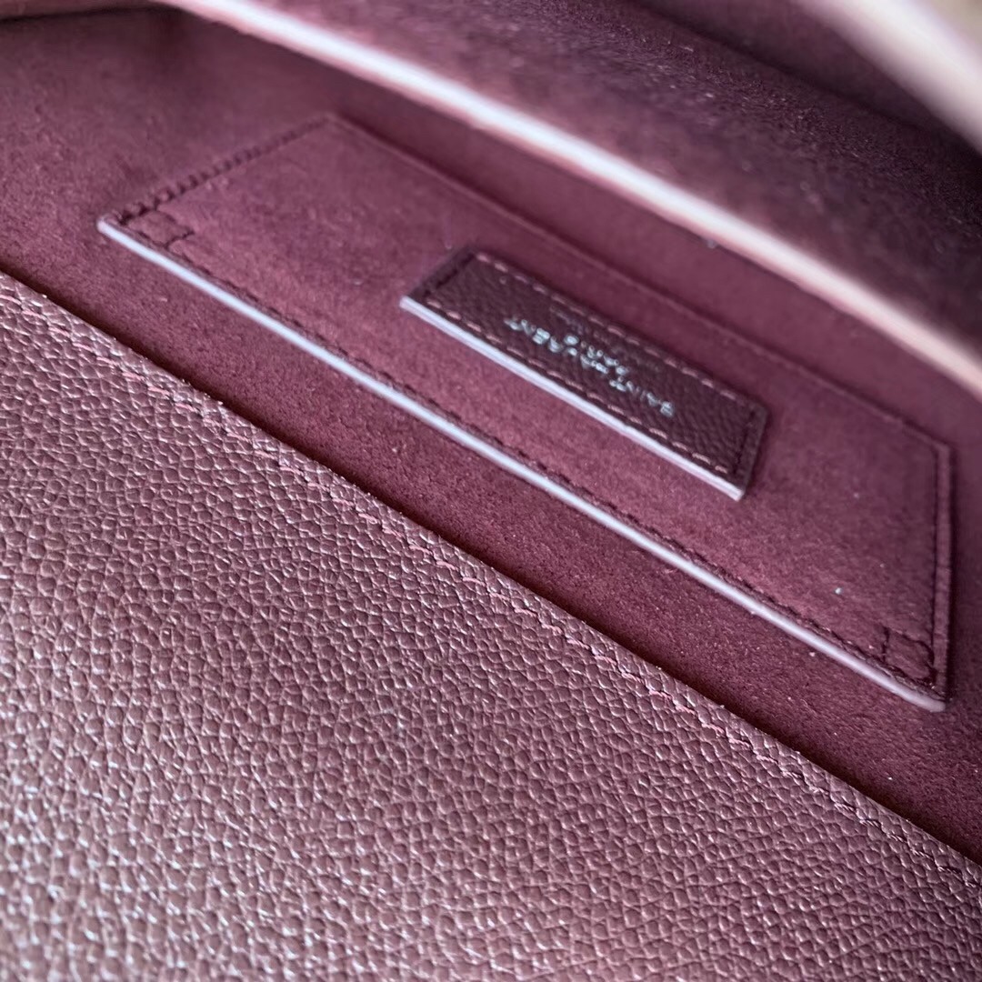 Sa**t Lau*nt sunset medium bag in bordeaux grained leather