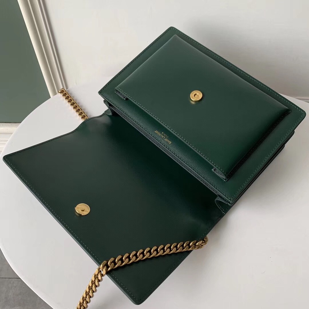 Sa**t Lau*nt sunset medium bag in green calfskin