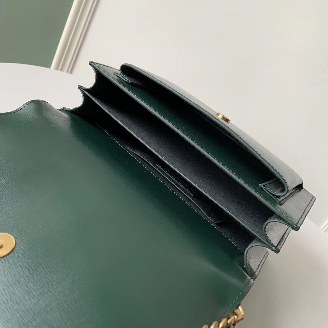 Sa**t Lau*nt sunset medium bag in green calfskin