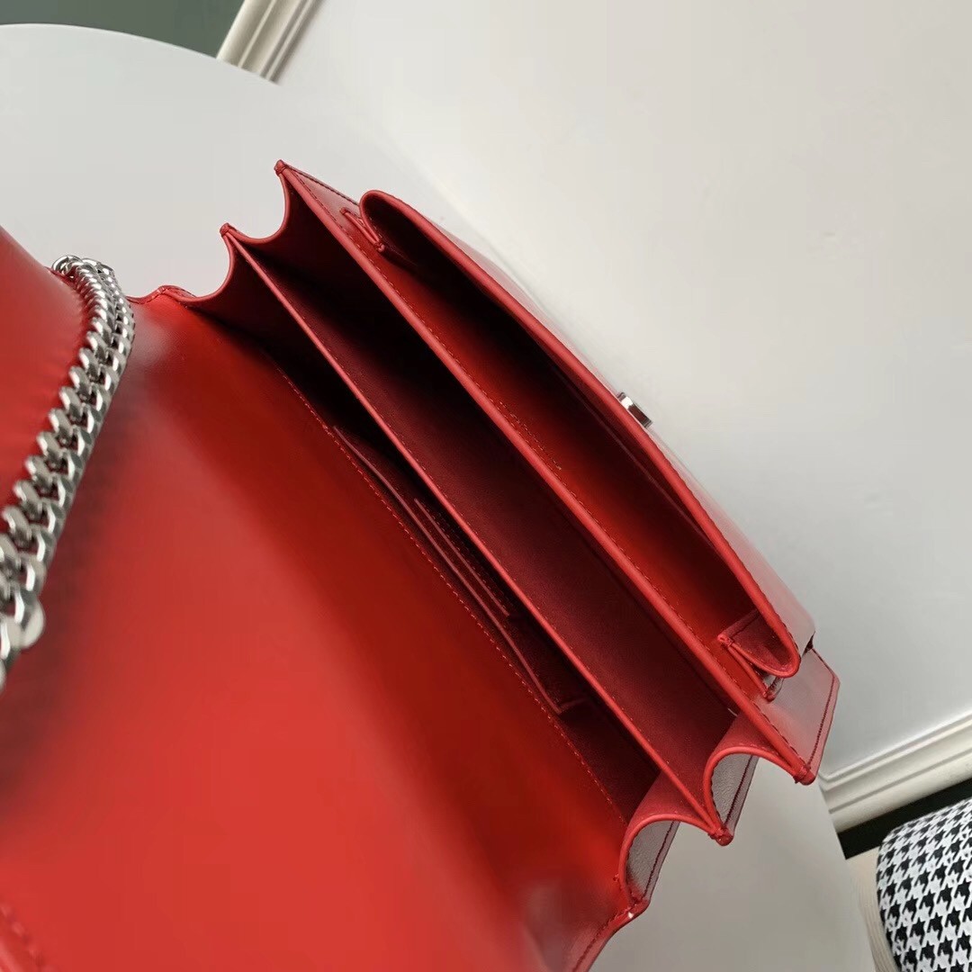 Sa**t Lau*nt sunset medium bag in red calfskin