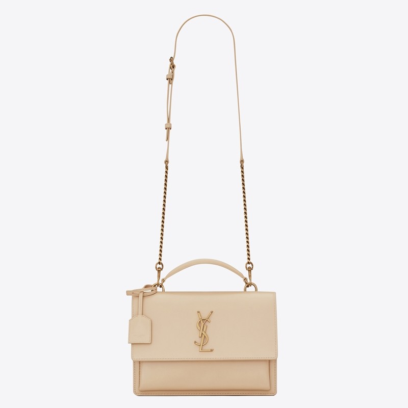 Sa**t Lau*nt new medium sunset bag in beige calfskin