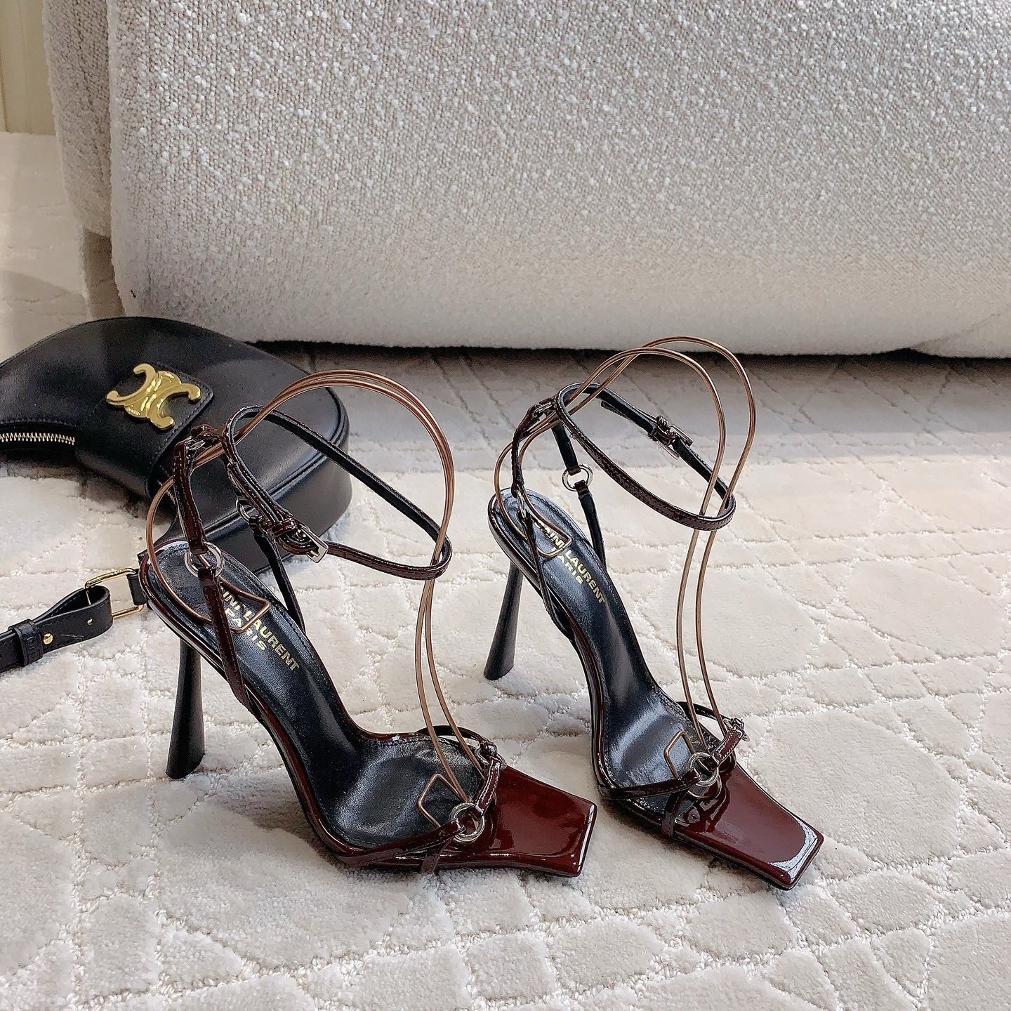 Sa**t Lau*nt nova 100 sandals in red patent leather