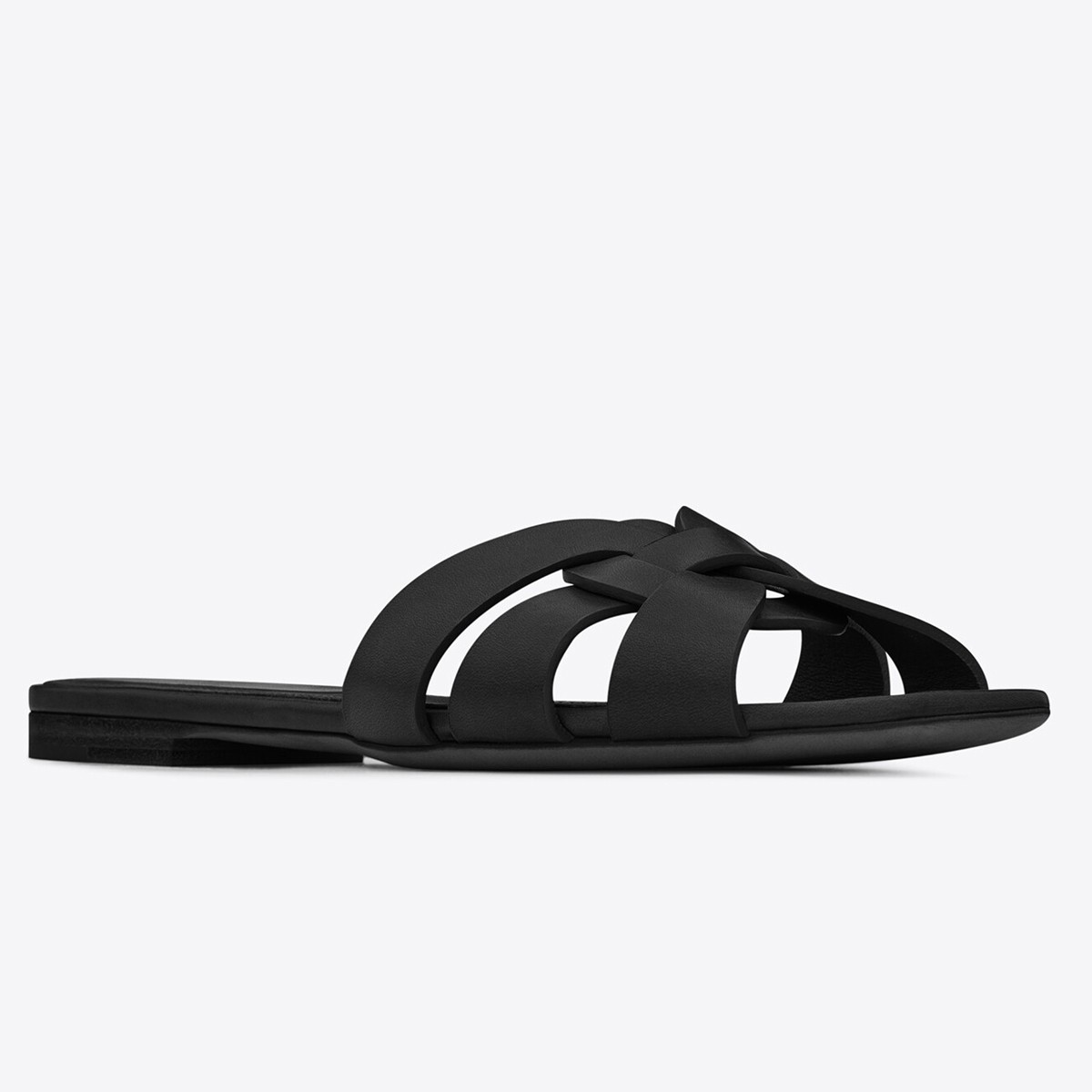 Sa**t Lau*nt tribute slides in black calfskin