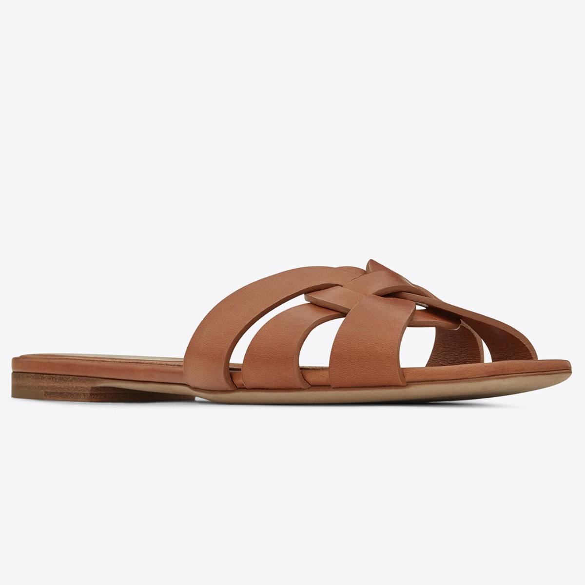Sa**t Lau*nt tribute slides in tan calfskin