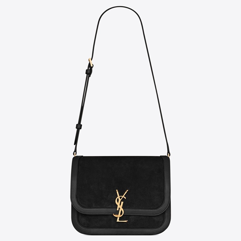 Sa**t Lau*nt solferino medium soft bag in black suede