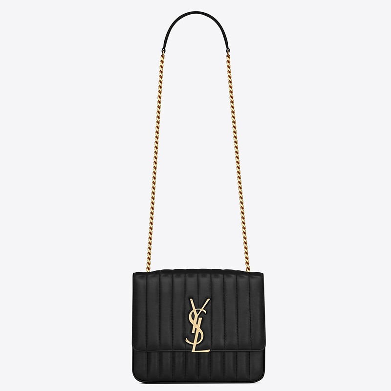 Sa**t Lau*nt large vicky bag in black lambskin
