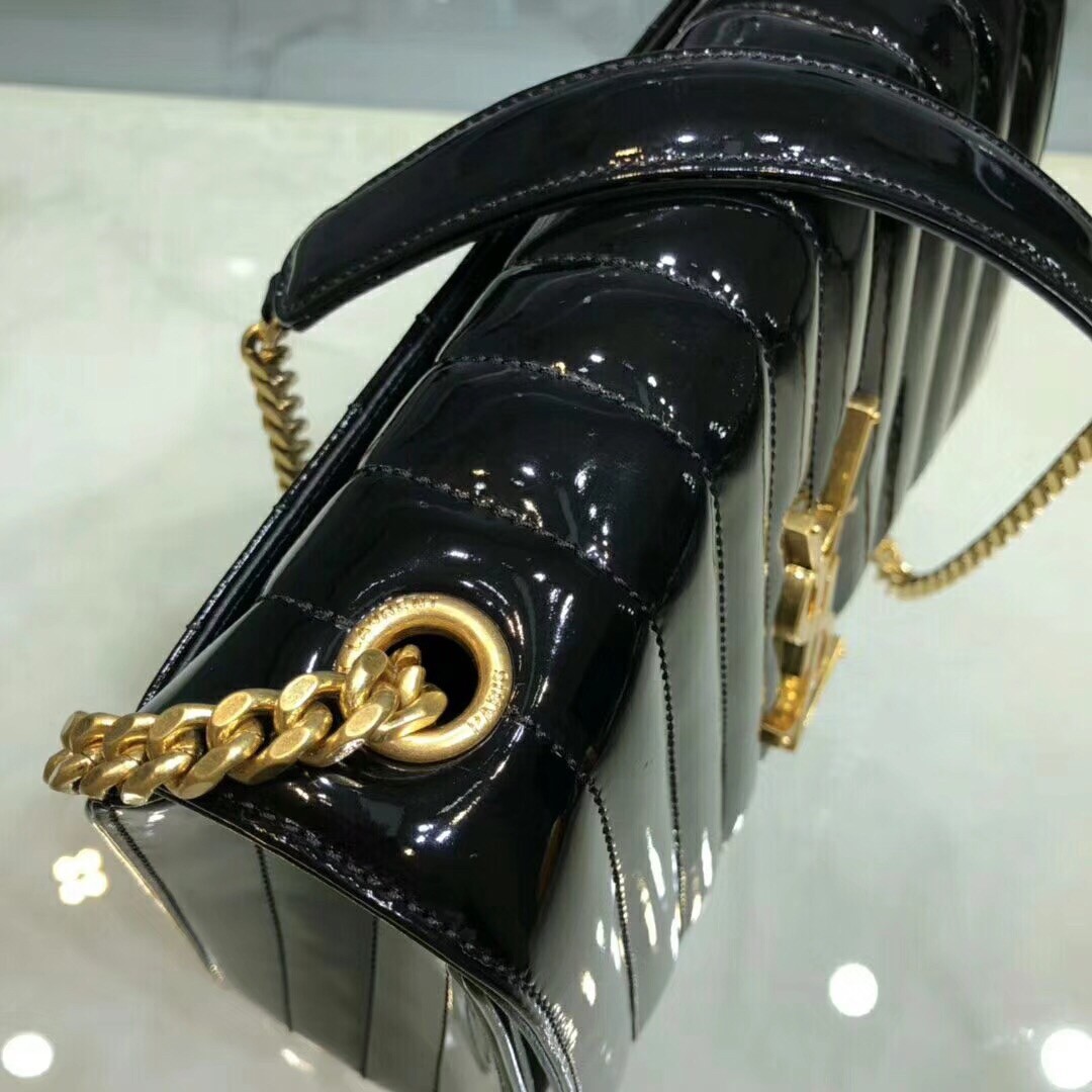 Sa**t Lau*nt large vicky bag in black patent leather
