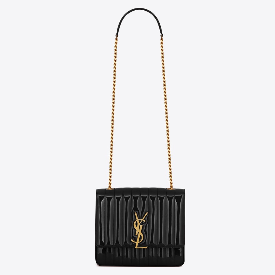 Sa**t Lau*nt large vicky bag in black patent leather