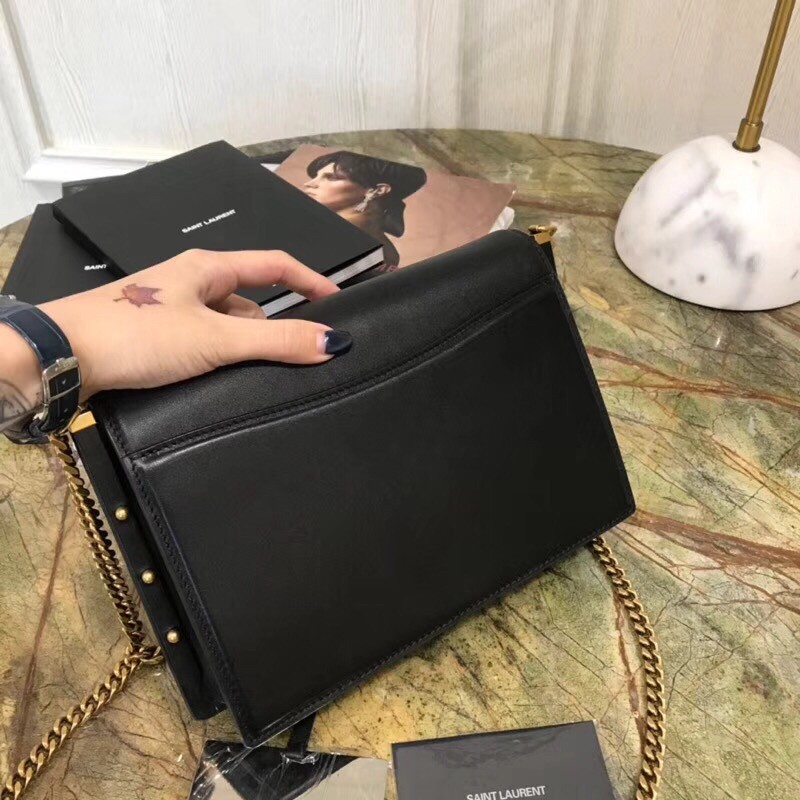 Sa**t Lau*nt zoe bag in black calfskin