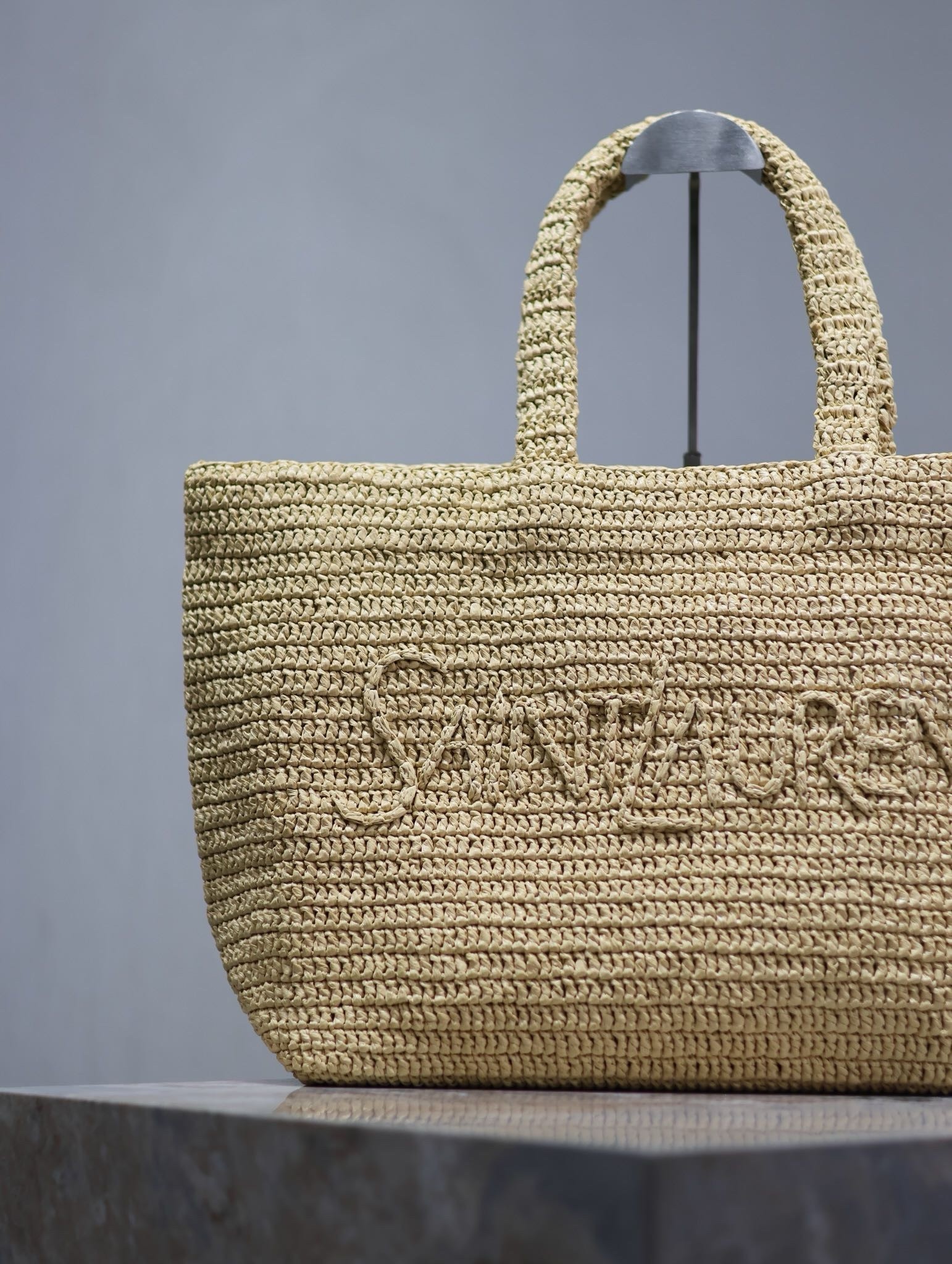 Sa**t Lau*nt oversized tote bag in naturel raffia