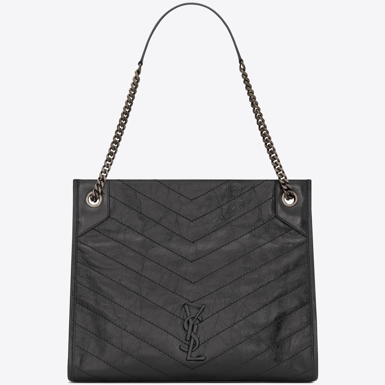 Sa**t Lau*nt medium niki shopping bag in storm leather
