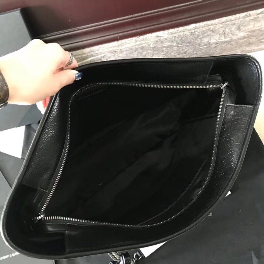 Sa**t Lau*nt niki shopping bag in black crinkled calfskin