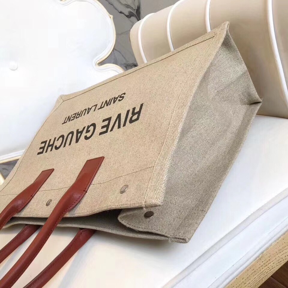 Sa**t Lau*nt rive gauche tote bag with tan handle