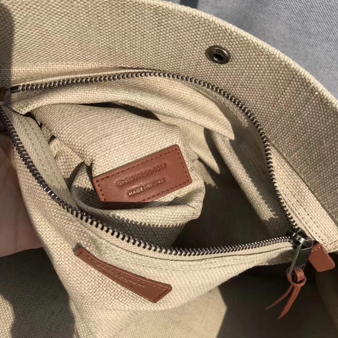 Sa**t Lau*nt rive gauche tote bag with tan handle