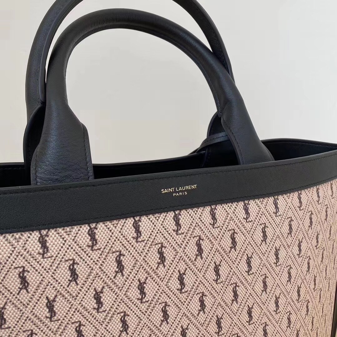 Sa**t Lau*nt monogram all over cabas tote in canvas