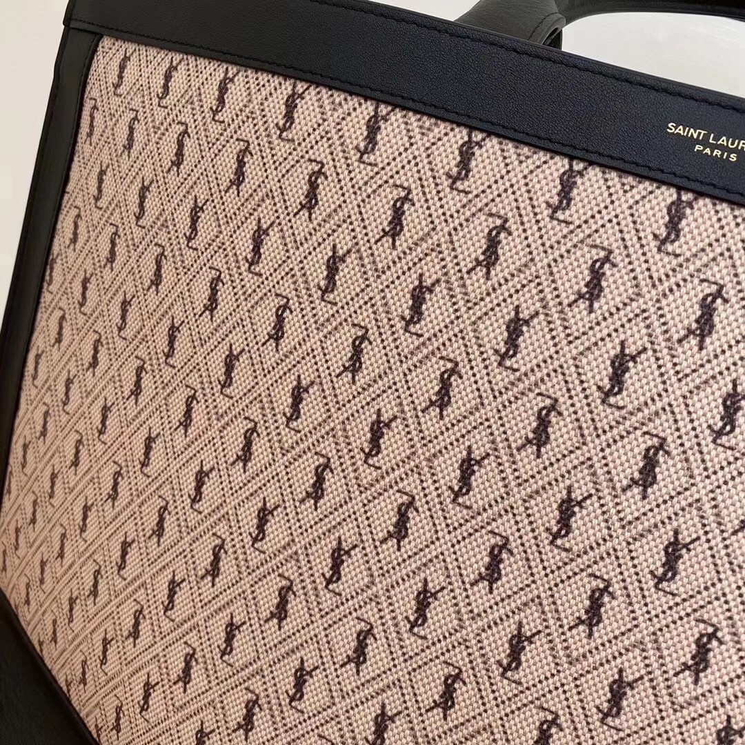 Sa**t Lau*nt monogram all over cabas tote in canvas