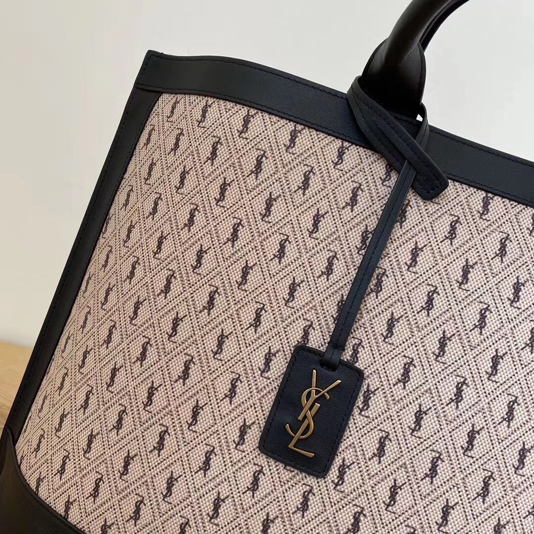 Sa**t Lau*nt monogram all over cabas tote in canvas
