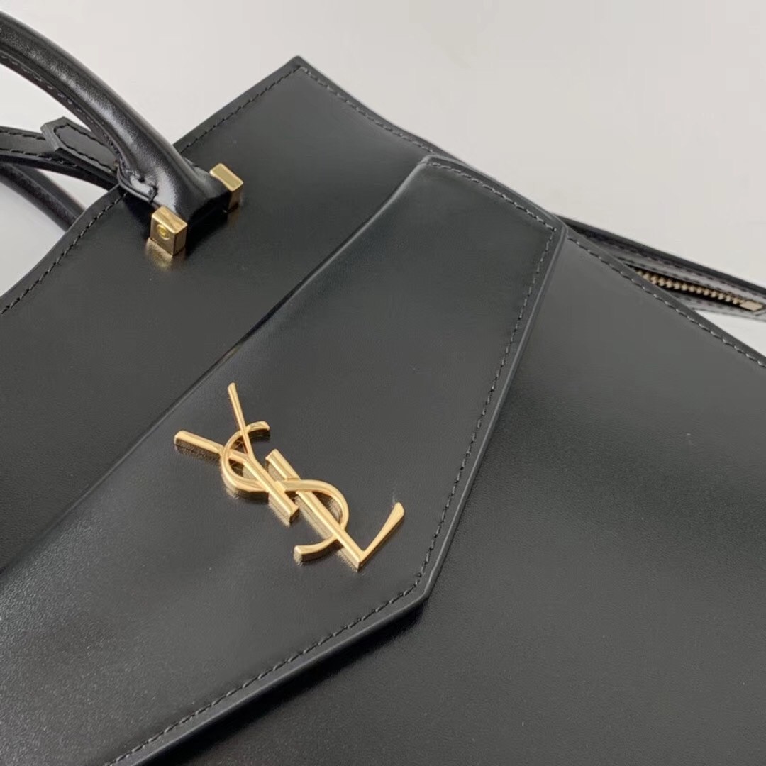 Sa**t Lau*nt small uptown tote in black calfskin