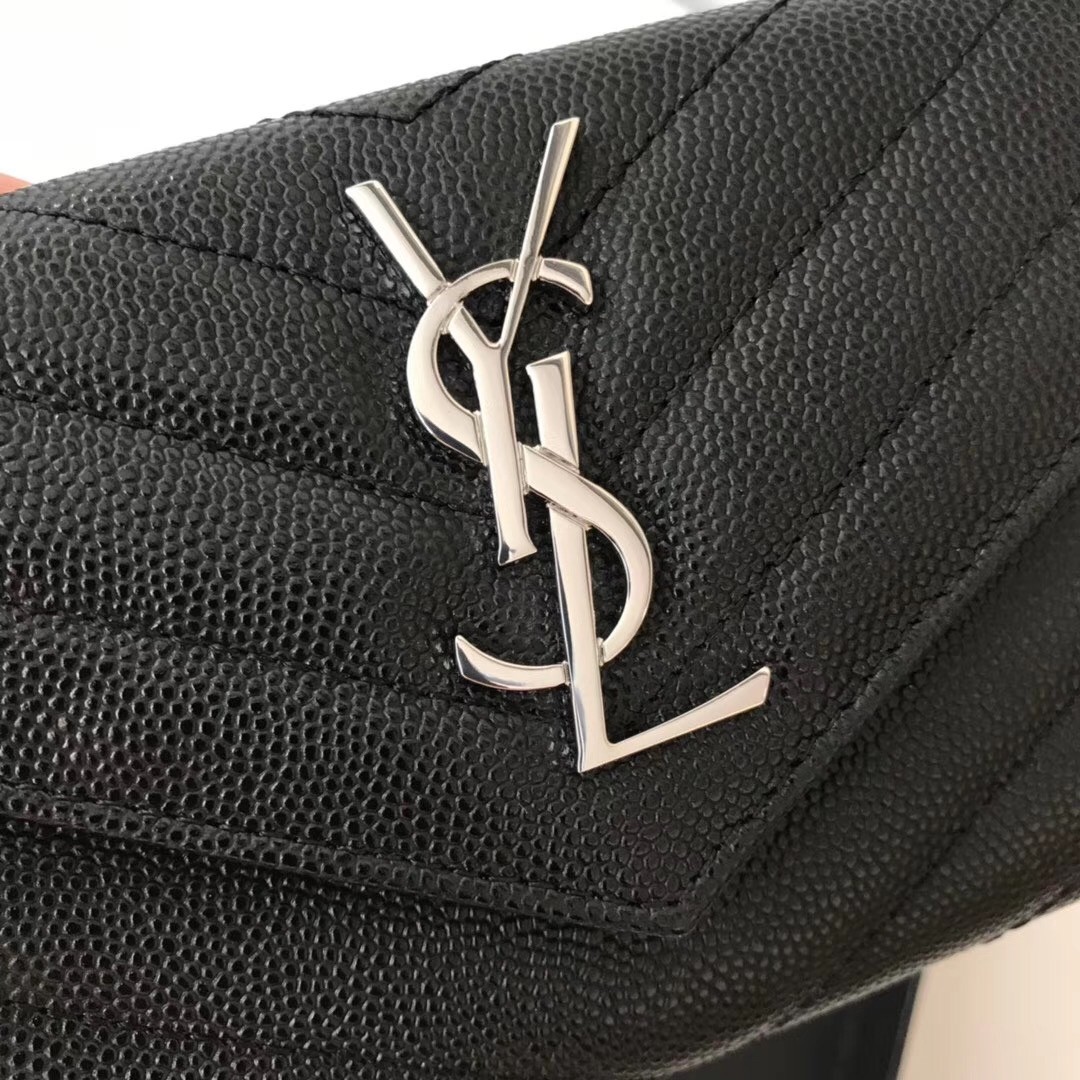 Sa**t Lau*nt small envelope wallet in noir leather