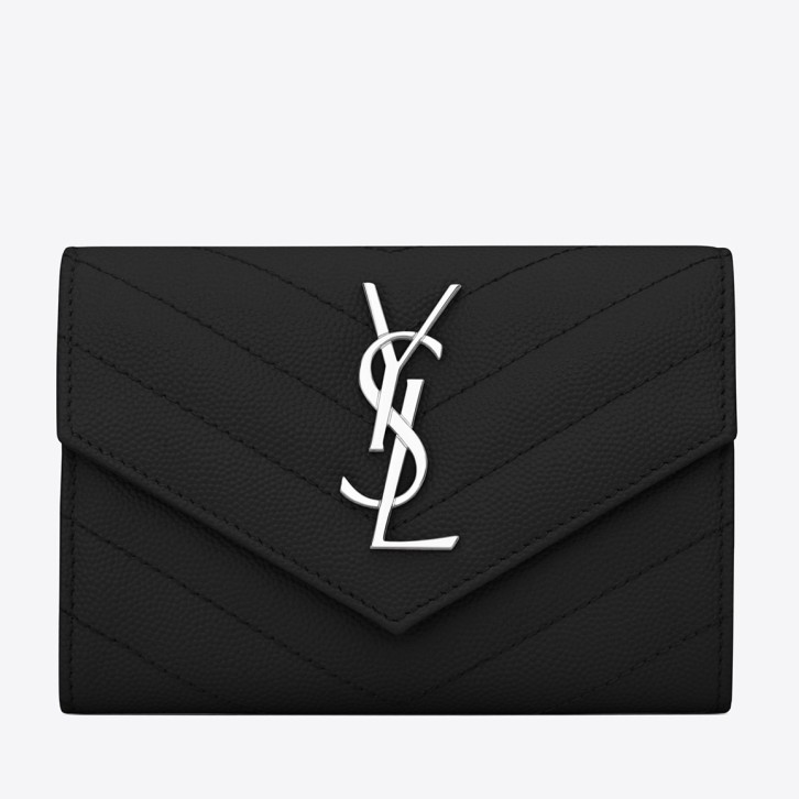Sa**t Lau*nt small envelope wallet in noir leather