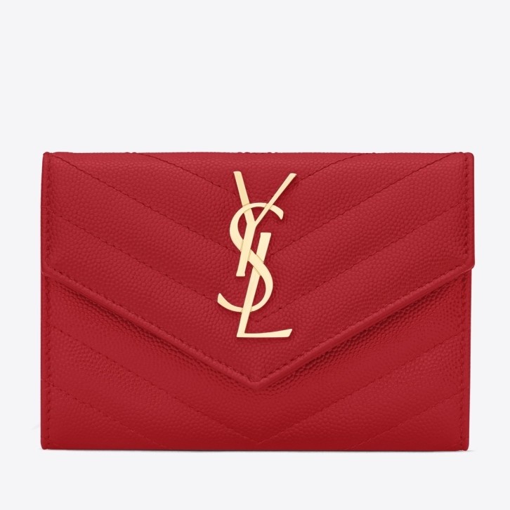 Sa**t Lau*nt small envelope wallet in red leather