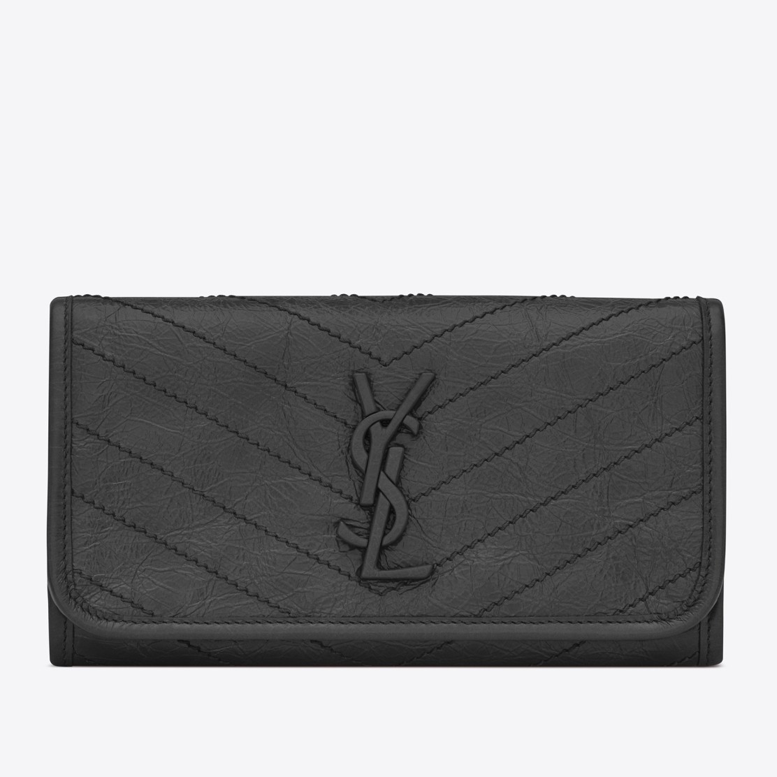 Sa**t Lau*nt niki large wallet in storm crinkled vintage leather